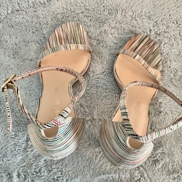REVOLVExStuart Weitzman Nude Colorful stripes Heel Anklestrap sandales 6.5 - Picture 6 of 16
